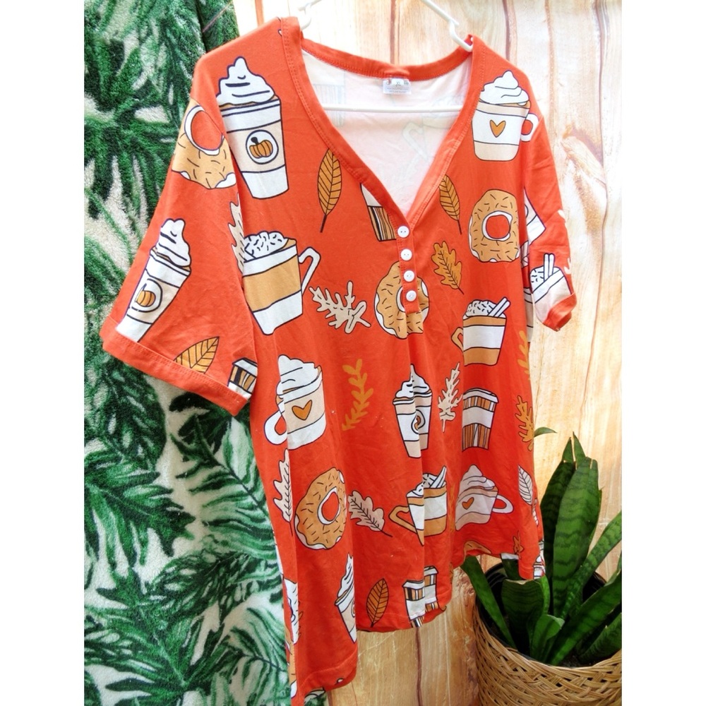 Pumpkin latte ultra soft graphic henley tee 🍁 - Picture 2 of 5